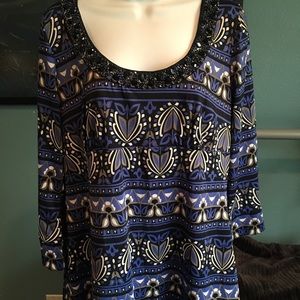 INC blouse with bling around neck line